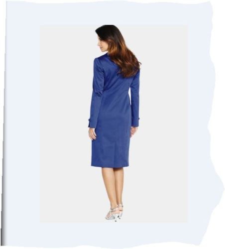 Modré midi šaty bez rukávov s kabátikom s dlhým rukávom 024BXa