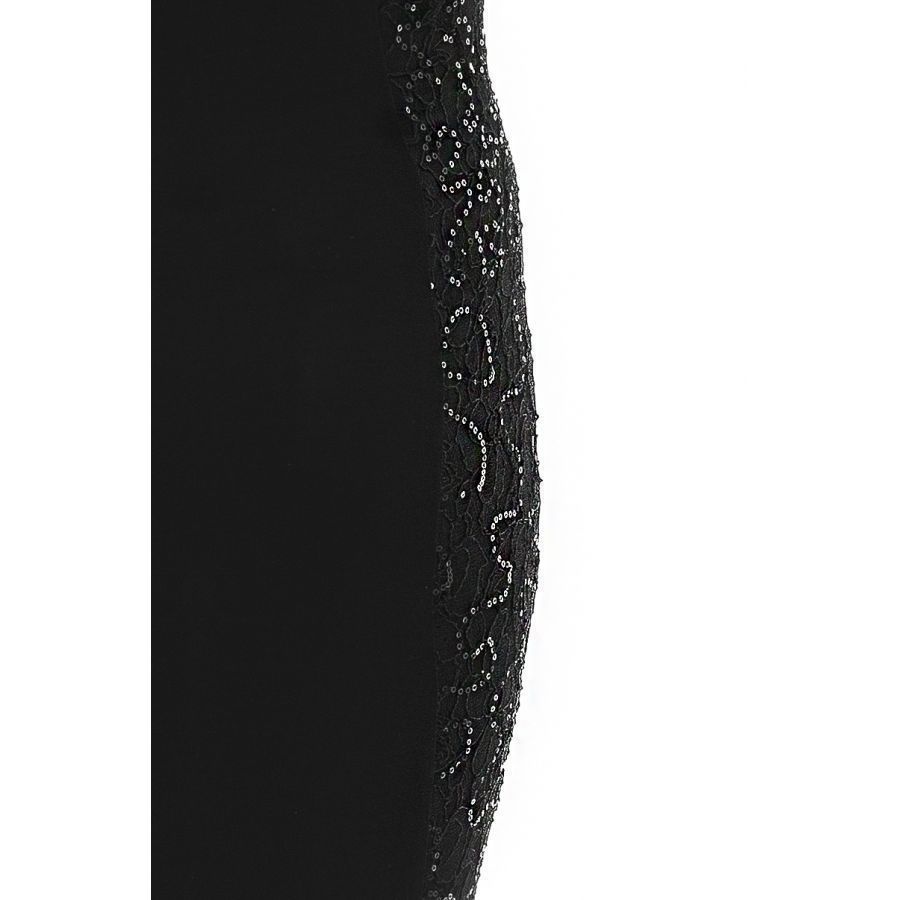 Čierne dlhé úzke flitrované šaty bez rukávov morská panna 445Q