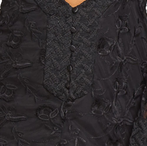 Čierne dlhé čipkované šaty s dlhým rukávom 444V