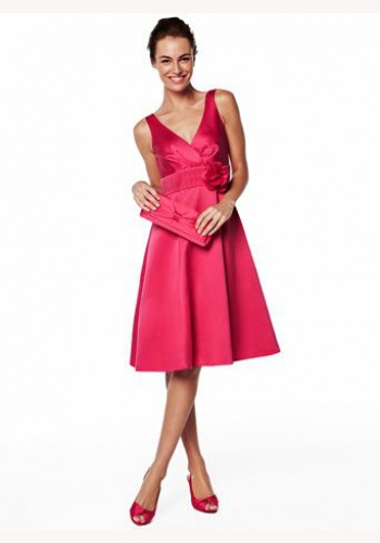 Ružové mini šaty s výstrihom na ramienka 047W
