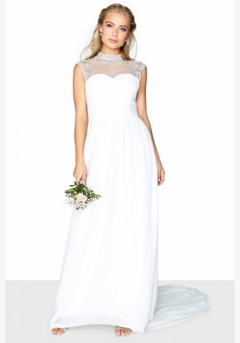 Smotanové svadobné šaty s kamienkami bez rukávov 452L