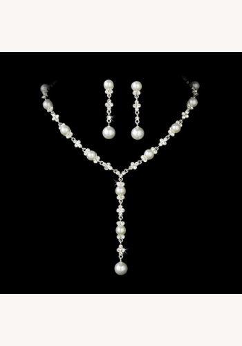Set náhrdelníka a náušníc s perlami a štrasom 002