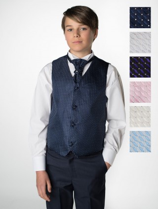 Modro-strieborný chlapčenský 5-dielny vestový oblek 021