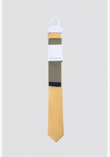 Zlatá kravata s vreckovkou 003SDL