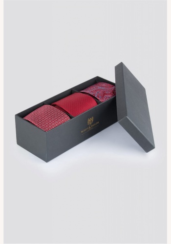 Červený kravatový darčekový set 006SDST