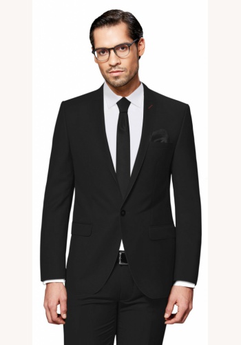 Čierny pánsky 3-dielny oblek slim fit 063P