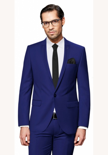 Kráľovský modrý pánsky 3-dielny oblek slim fit 063Pb