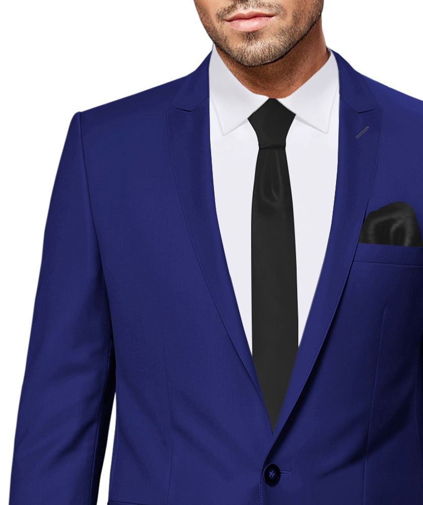 Kráľovský modrý pánsky 3-dielny oblek slim fit 063Pb