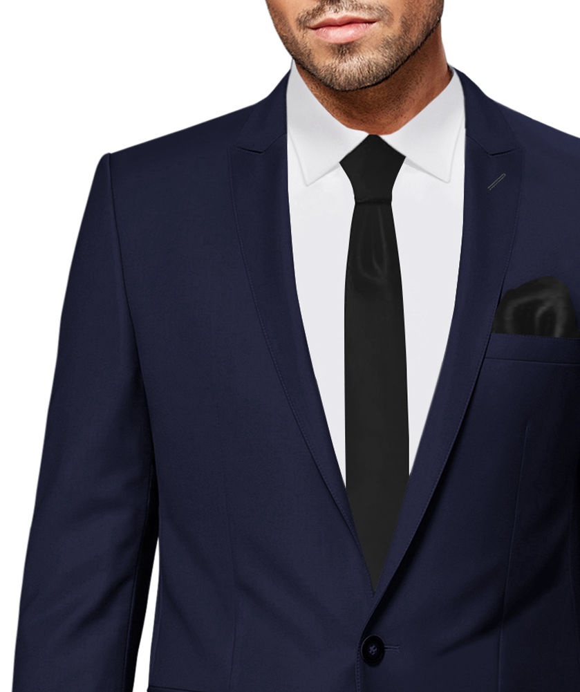 Modrý pánsky 3-dielny oblek slim fit 063Pc