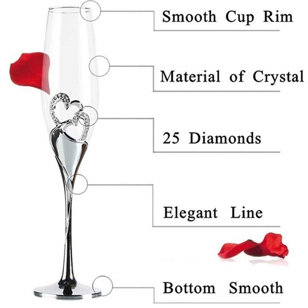 Svadobné poháre s diamantovými srdciami 012A