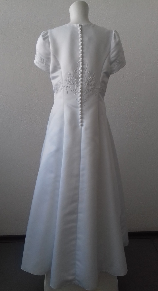 Biele dlhé šaty na 1. sväté prijímanie s krátkym rukávom s kabátom s dlhým rukávom 069E