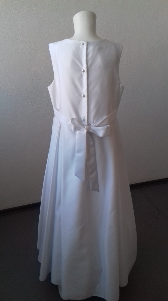 Biele dlhé šaty na 1. sväté prijímanie bez rukávov s bolerkom s krátkym rukávom 074PF