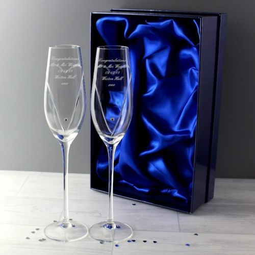 Gravírované personalizované svadobné poháre v darčekovej krabici 015E