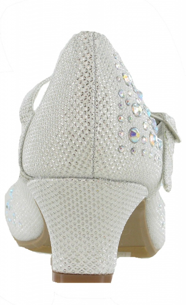Biele diamantové topánky na nízkom opätku 030E
