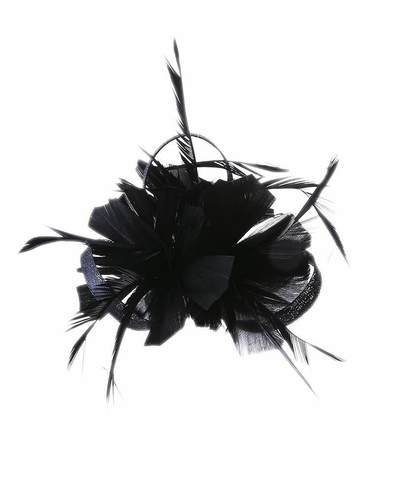 Čierny kvetový fascinátor s periami 011Ec