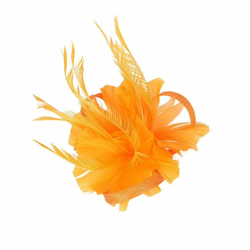 Oranžový kvetový fascinátor s periami 011Ei