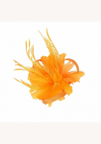 Oranžový kvetový fascinátor s periami 011Ei