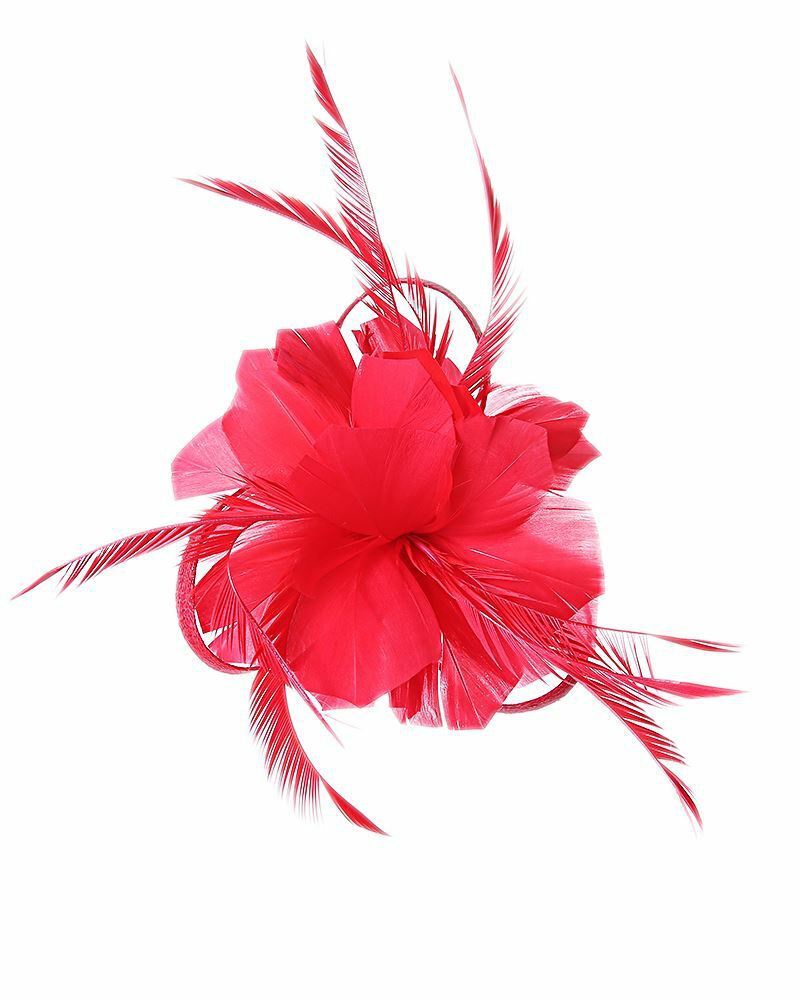 Červený kvetový fascinátor s periami 011El
