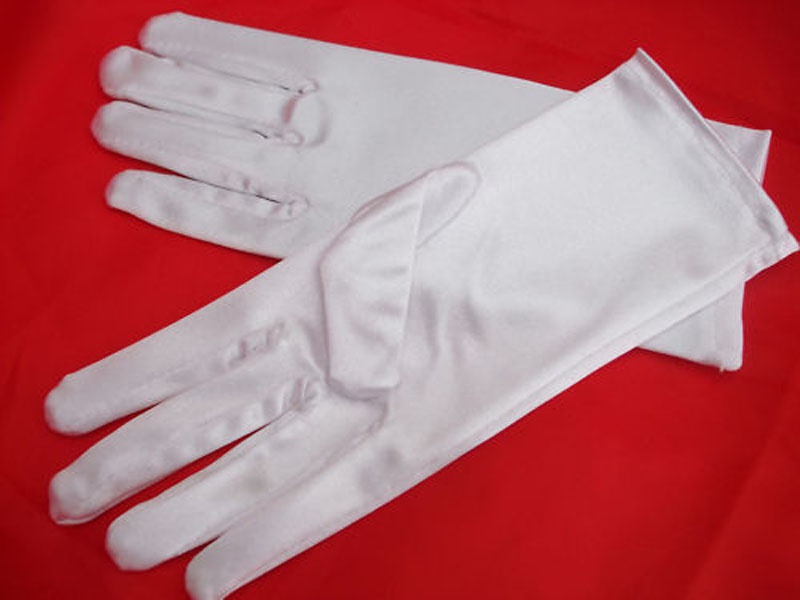 Biele saténové rukavice 002