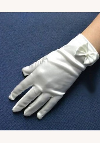 Biele saténové rukavice s mašličkou 003