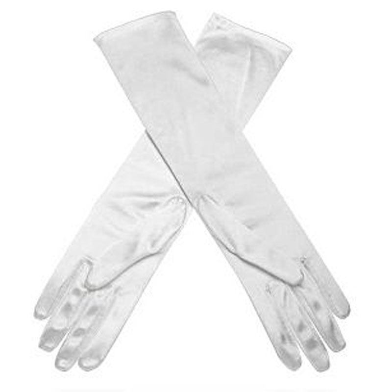 Biele saténové rukavice po lakeť 004