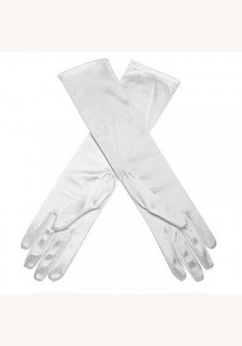 Biele saténové rukavice po lakeť 004