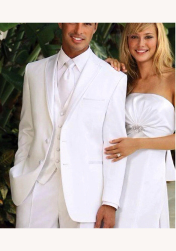 Biely pánsky svadobný 3-dielny oblek 071AX