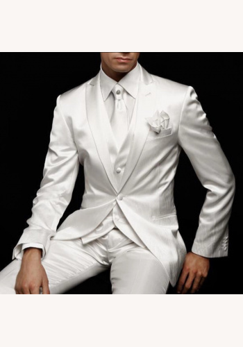 Biely pánsky svadobný 3-dielny oblek 072AX