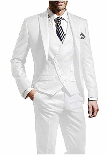 Biely pánsky svadobný 3-dielny oblek  073AN