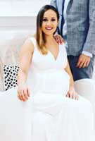 Tiffany Rose smotanové dlhé svadobné tehotenské šaty s výstrihom bez rukávov 455TR