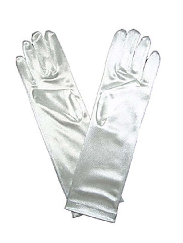 Biele saténové rukavice po lakeť 006