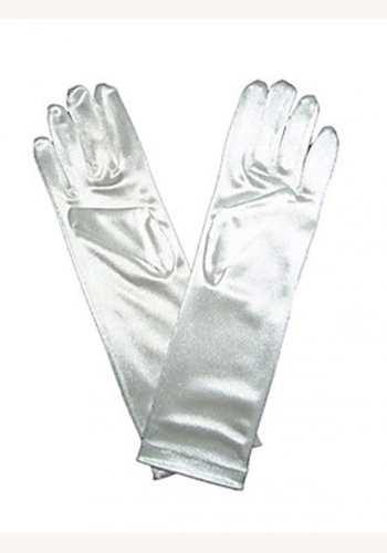 Biele saténové rukavice po lakeť 006