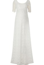 Tiffany Rose smotanové dlhé tehotenské čipkované šaty s 3/4 rukávom 456TR