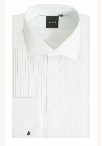 065E Biela pánska formal košeľa na manžety 