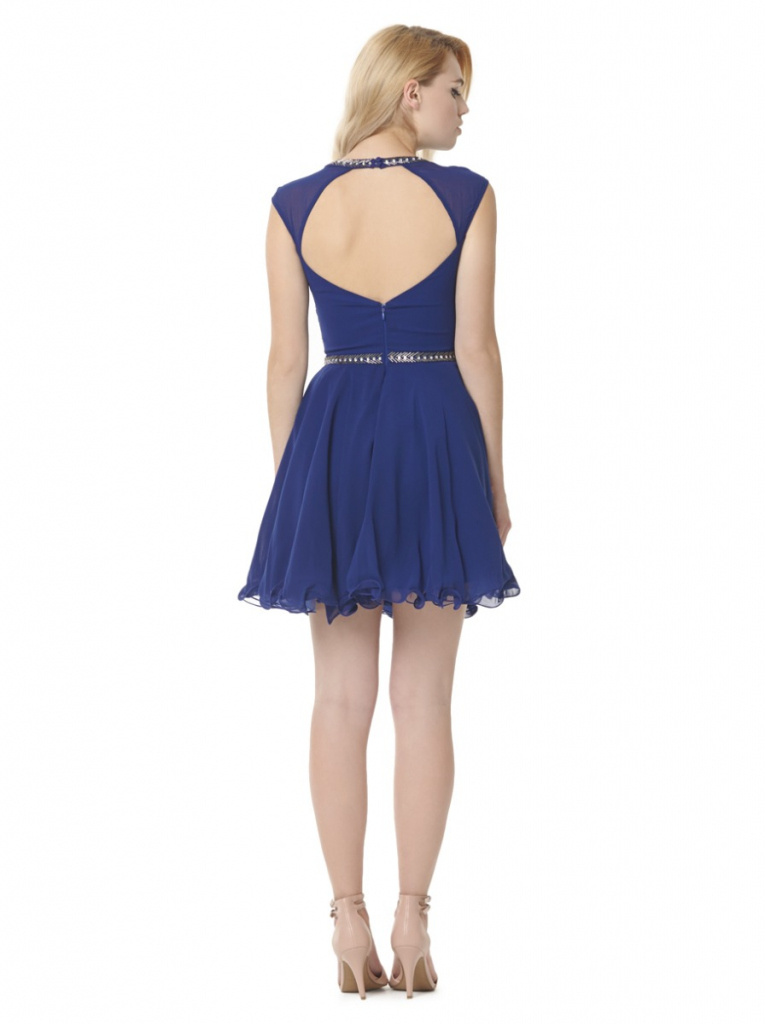 Modré mini šaty bez rukávov 102C