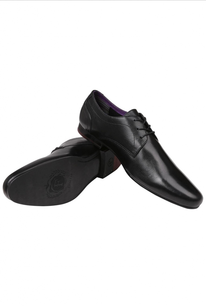 Čierne pánske kožené topánky na šnurovanie 013F