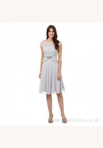 Jenny Packham biele midi šaty s čipkou s krátkym rukávom 462JP