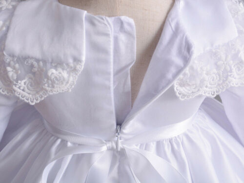 Biele/smotanové vintage dievčenské šaty na krst 2-dielny set 015E