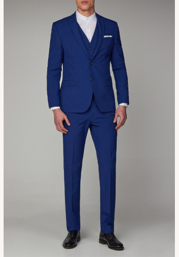 Kobaltový modrý pánsky svadobný 3-dielny oblek slim fit 092SD