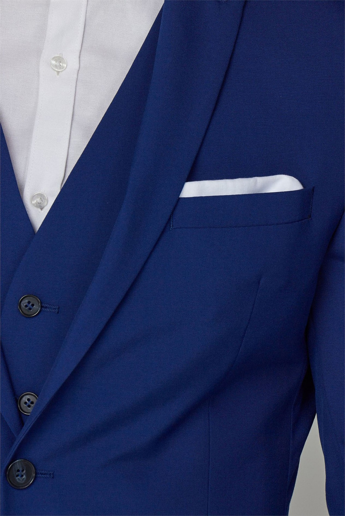 Kobaltový modrý pánsky svadobný 3-dielny oblek slim fit 092SD