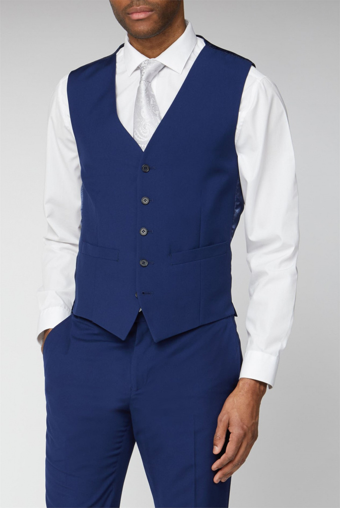 Modrý pánsky svadobný 3-dielny oblek regular fit 094SD