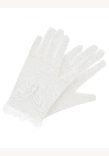 Bielo-smotanové saténové rukavičky 051M