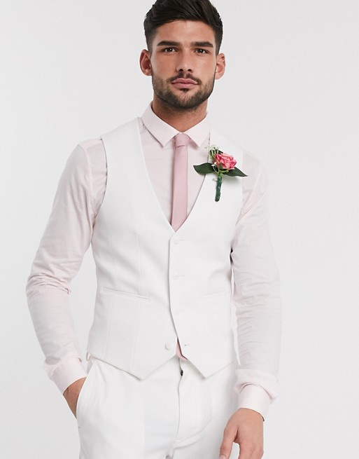 Biely pánsky svadobný oblek super skinny fit 099A