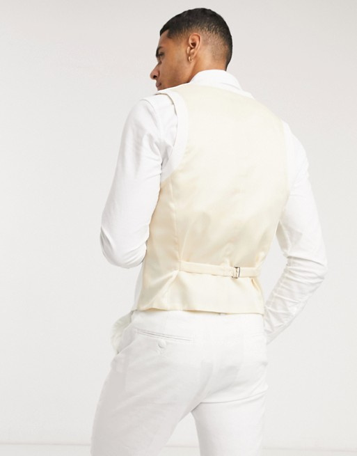 Biely pánsky svadobný bavlnený stretch oblek skinny fit 0100A
