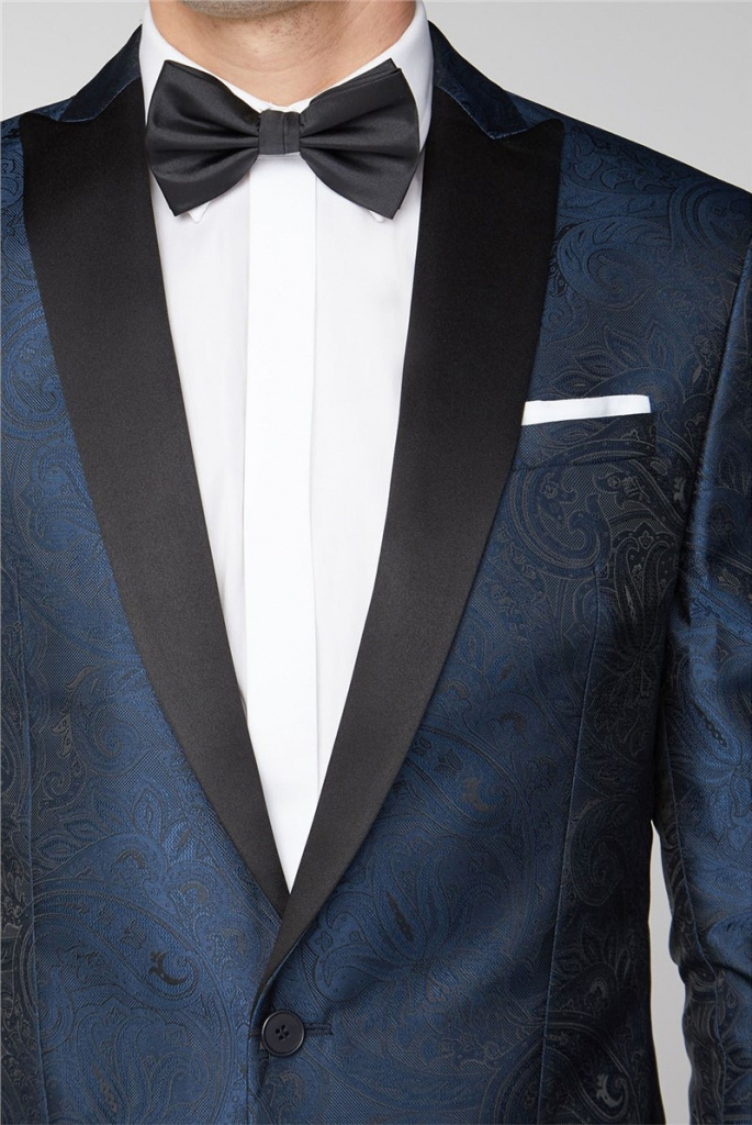 Modrý brokátový pánsky svadobný 2-dielny oblek 0102LSD