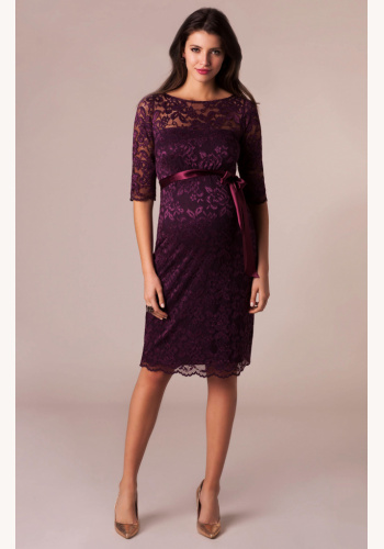 Tiffany Rose fialové midi tehotenské šaty s 3/4 rukávom 296TRd