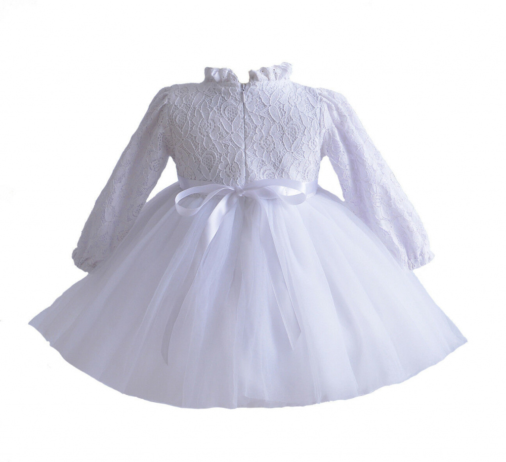 Biele vintage dievčenské šaty na krst 2-dielny set 027CI