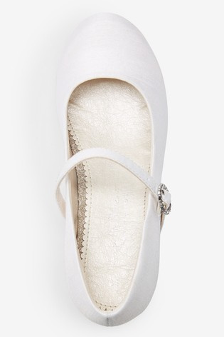 Biele saténové topánky s trblietavým opätkom 085N