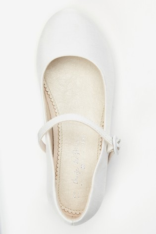 Biele topánky na 1. sväté prijímanie s trblietavým opätkom 086N