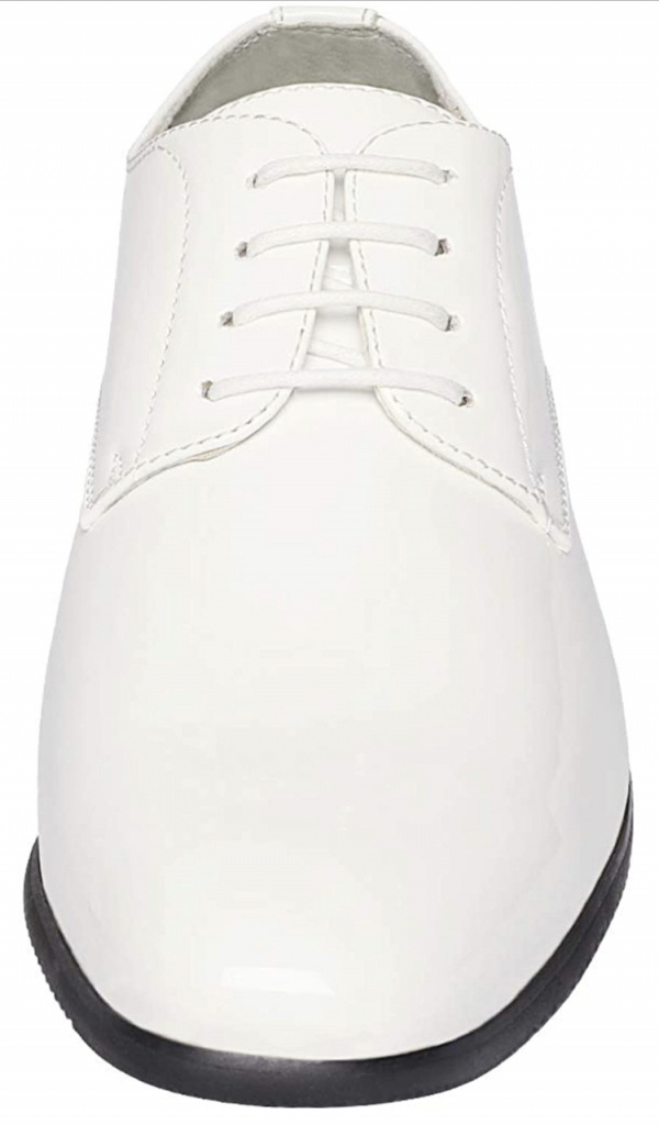 Biele pánske klasické lakované topánky na šnurovanie 019AZ